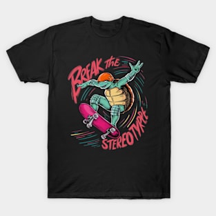 illustration featuring a fashionable and inspiring turtle character, gracefully executing a daring aerial skateboard trick._2 T-Shirt